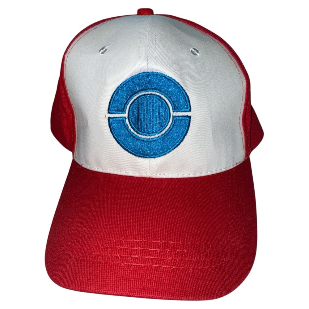 Pokémon Vintage 90s Baseball Hat Poke Ball Embroidered Red White Blue